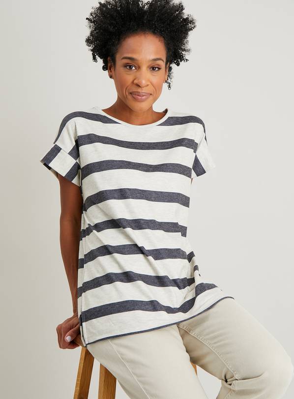 Stone Longline Stripe T-Shirt 8